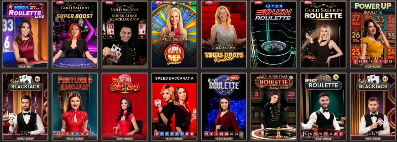 Spinboss casino live dealer tafels van Evolution